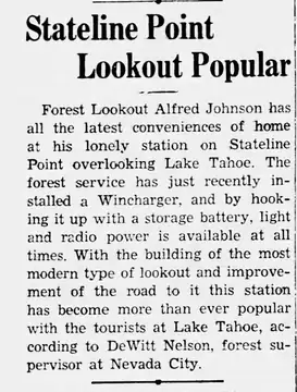 Photo of Stateline Point Lookout Site, 1938