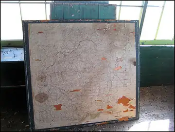 Lookout interior showing 1937 map