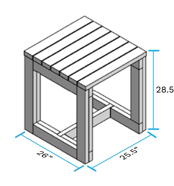 2' Table, assembled
