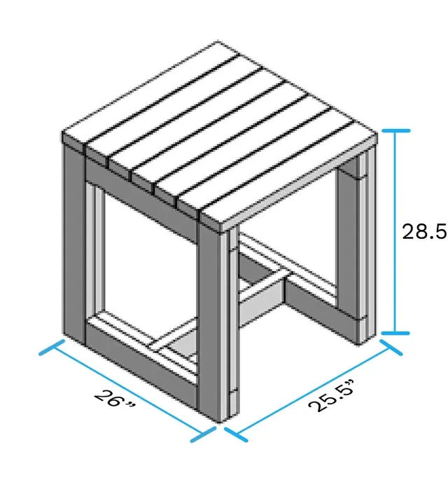 2' Table, assembled