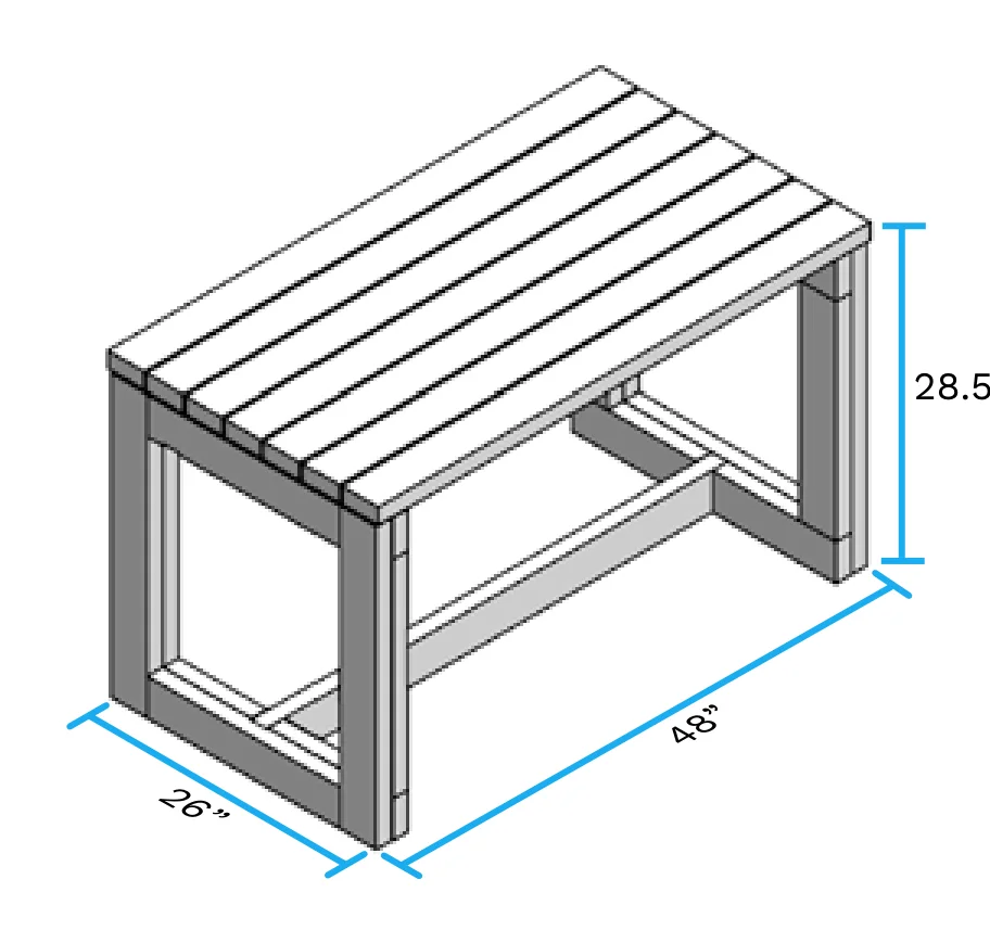 4' Table, assembled