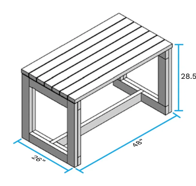 4' Table, assembled